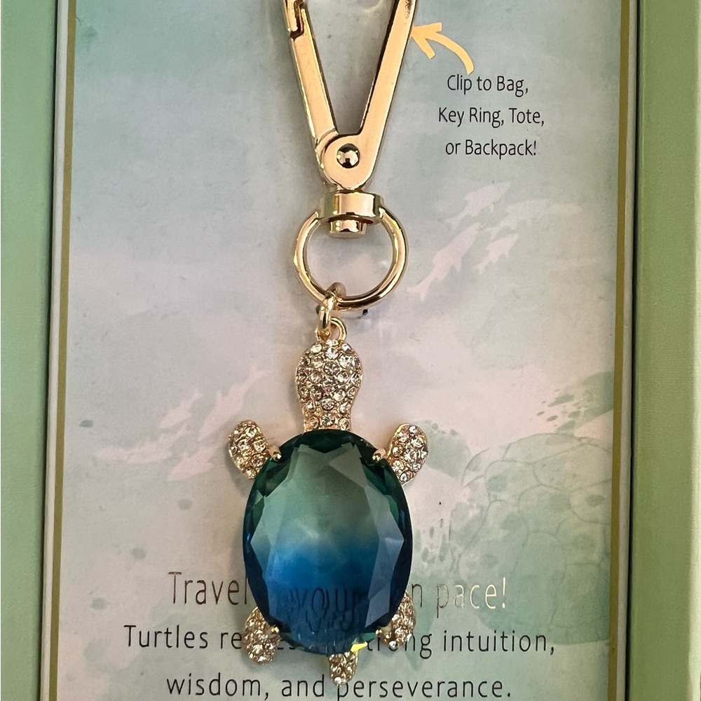 NIB True to Form Sparkling Blue Turtle Pendant Purse Charm